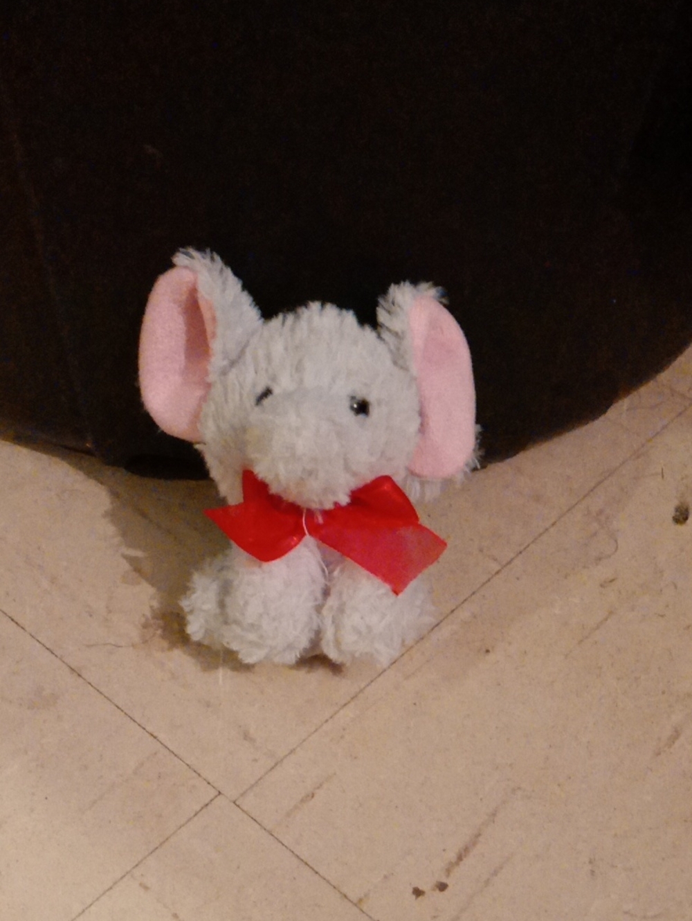 Disney Gray & Pink Elephant Plush Pet Toy with Red Bow